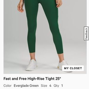 Lululemon fast and free 25in size 4